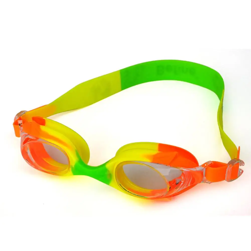 Mounchain детей ясные плавательные очки противотуманные Мягкие силиконовые водонепроницаемые плавательные очки - Цвет: Green Yellow Orange