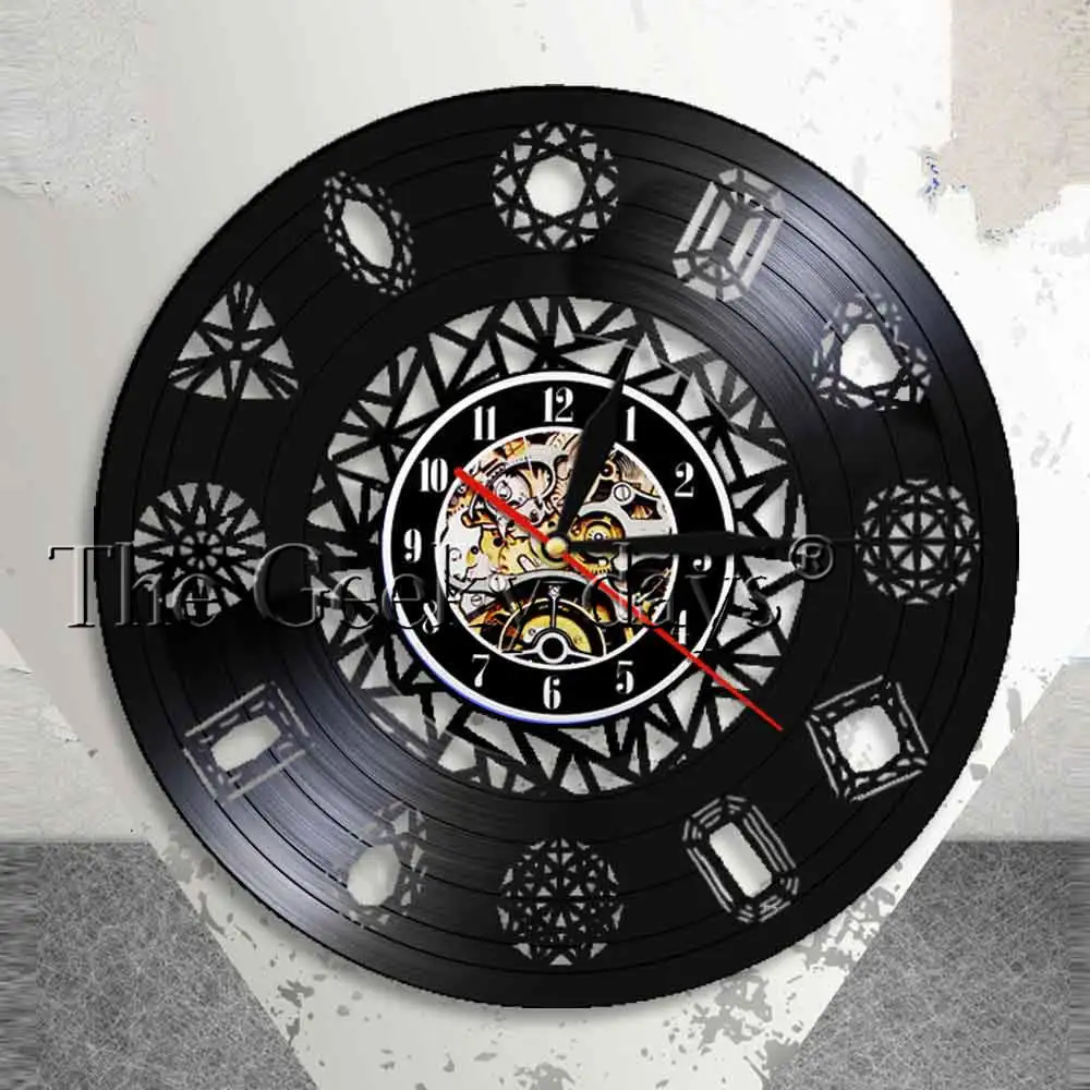

Jewelry Shop Diamond Wall Art Wall Clock Crystal Gems Stones Rocks Crystal Clusters Nature Art Diamond Vinyl Record Wall Clock