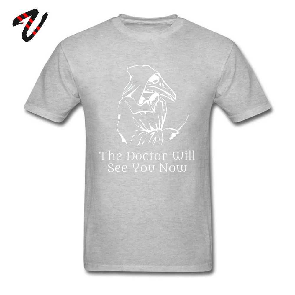 Custom Short Sleeve Tops T Shirt Labor Day Round Neck 100% Cotton Men Tshirts Plague Doctor Custom T Shirt New Design Plague Doctor 19732 grey