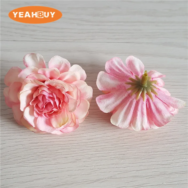 100pcs 8cm Fabric Artificial Silk Flower Blossoms