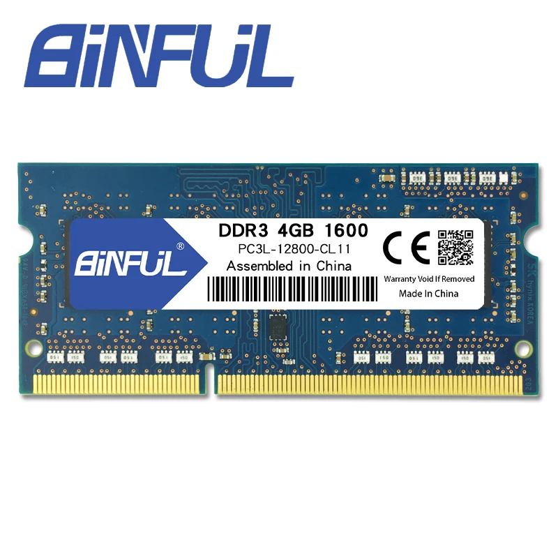 BINFUL, бренд, DDR3L, 4 ГБ, 8 ГБ, 1600 МГц, PC3L-12800 память, ОЗУ, низкое напряжение, 1,35 в, для ноутбука, компьютера, ноутбука, sodimm