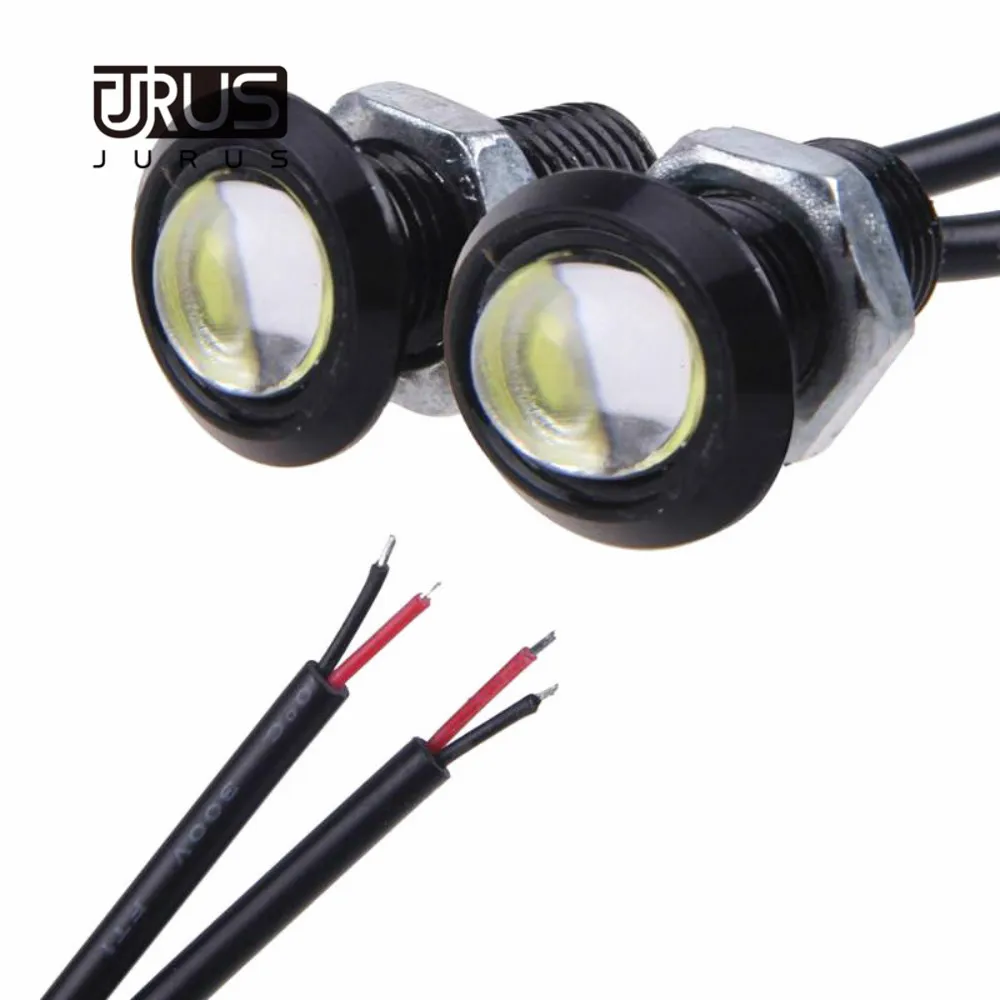 JURUS 1 шт. 18 23 мм черный/серебристый светодиод Eagle Eye COB DRL дневные ходовые огни