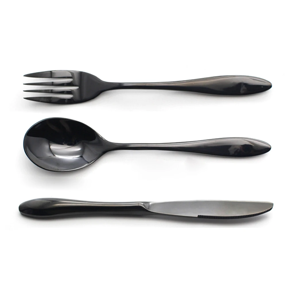 Download 1pc Black Cutlery Set Coating Color Stainless Steel Dinnerware Tableware For Childre Dinner ...