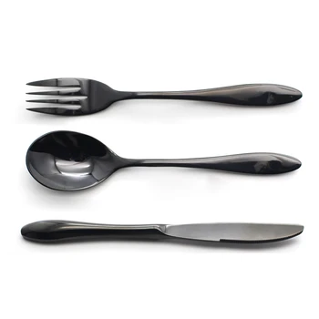 

1pc Black Cutlery Set Coating Color Stainless Steel Dinnerware Tableware For Childre Dinner Spoon Knife Fork Set Dining Tools