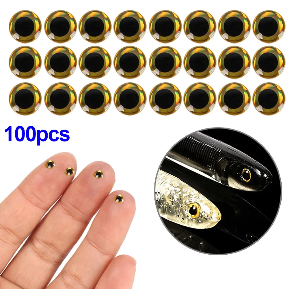 100pcs 6mm 3D Holographic Fishing Lure Fish Eyes Fly Tying Jigs Crafts 88 shop XR-Hot - Цвет: Gold