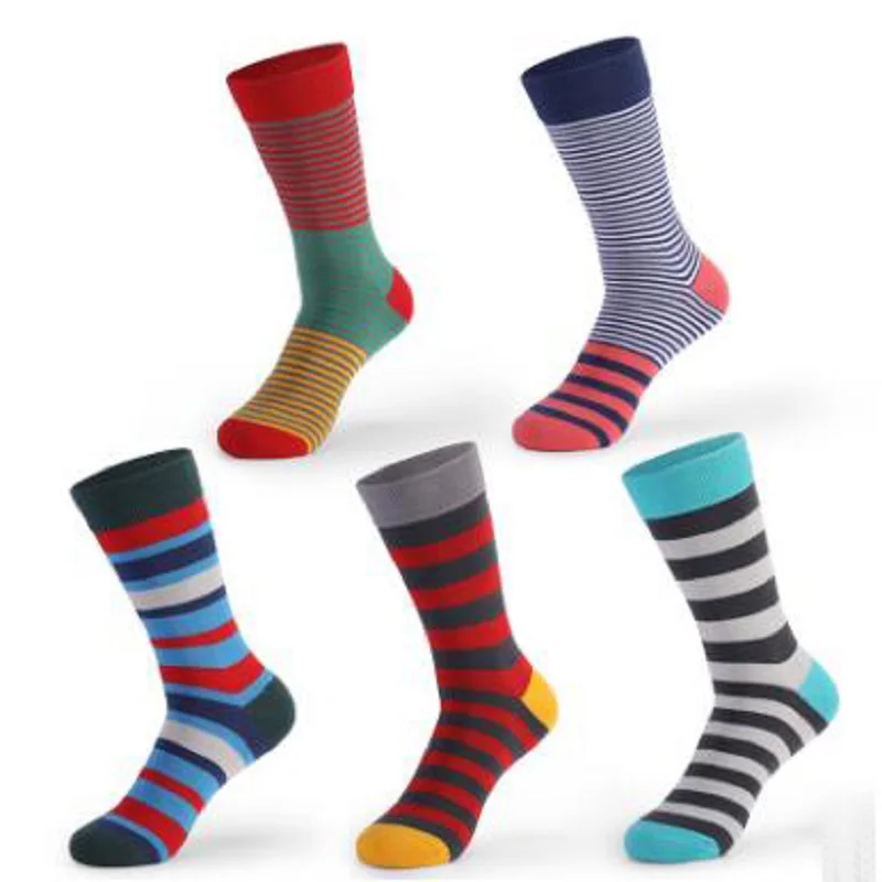

10PCS=5 pairs 42.43.44, 45, 46, 47,48 EU plus size men's long socks European and American tube cotton striped socks