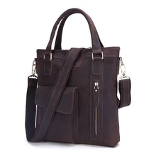 Винтаж Для мужчин Портфели Бизнес сумки Для Мужчин's Сумки на плечо Crazy Horse искусственная кожа Crossbody сумка для ноутбука шоколад мужской сумка