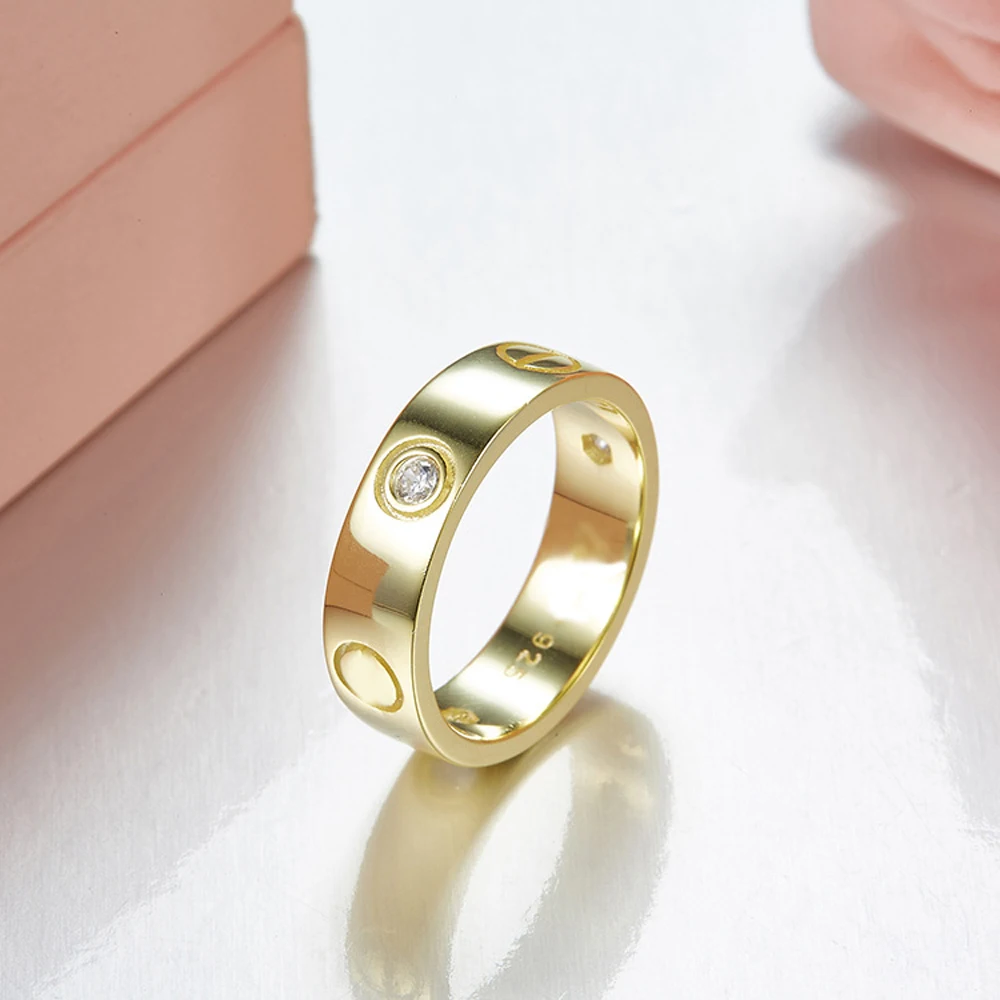 Real 925 Sterling Silver logo carter Love rings Cz Band ring For Women Men wedding couple ring Logo Pulseira feminina jewelry