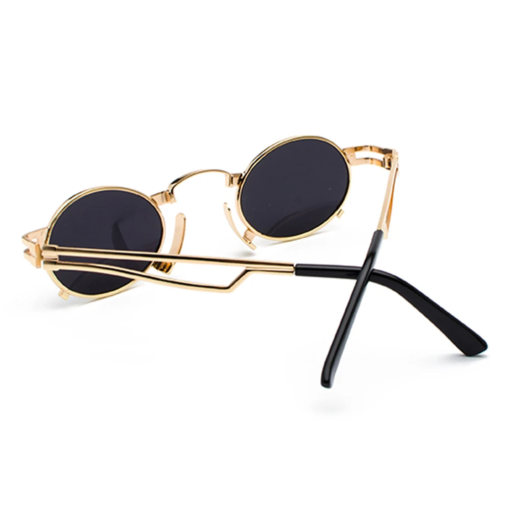 Peekaboo 2023 new small oval steampunk sunglasses men round metal frame gold black red mens sun glasses for women unisex uv400