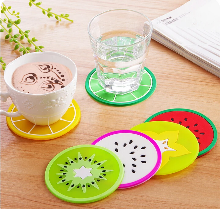 

Silicone Fruit Cup Mat Coaster Colorful Creative slip insulation pads Mini Pastoral Style Round Shape