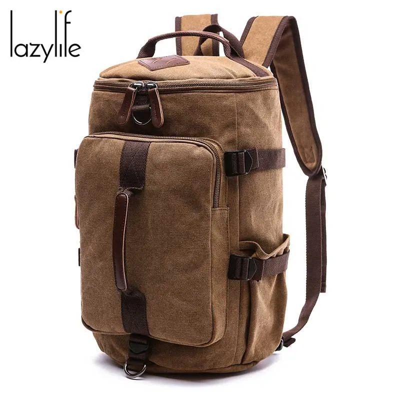 

LAZYLIFE Mountaineering Backpack Canvas Military Tactics Army Bag Men Backpack Rucksack for Hike Travel Backpacks