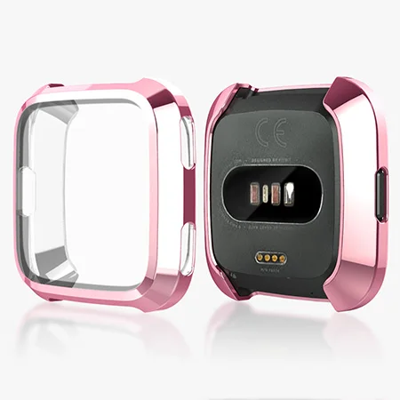 Мягкий чехол TPU Защитный силиконовый чехол Крышка Для Fitbit Versa/versa lite/versa 2 Смарт-часы Полный Экран протектор - Цвет: rose pink