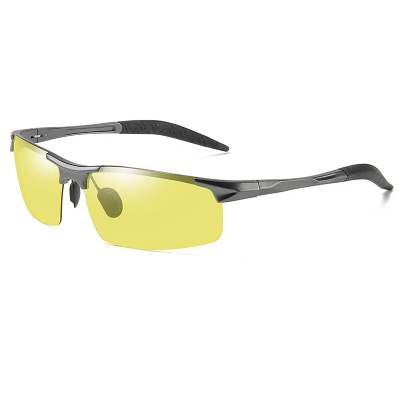 Алюминиевые фотохромные поляризованные солнцезащитные очки, Мужская переходная линза, день, ночное видение, для вождения, солнцезащитные очки для мужчин, защитные очки - Цвет линз: Gun Photochromic2