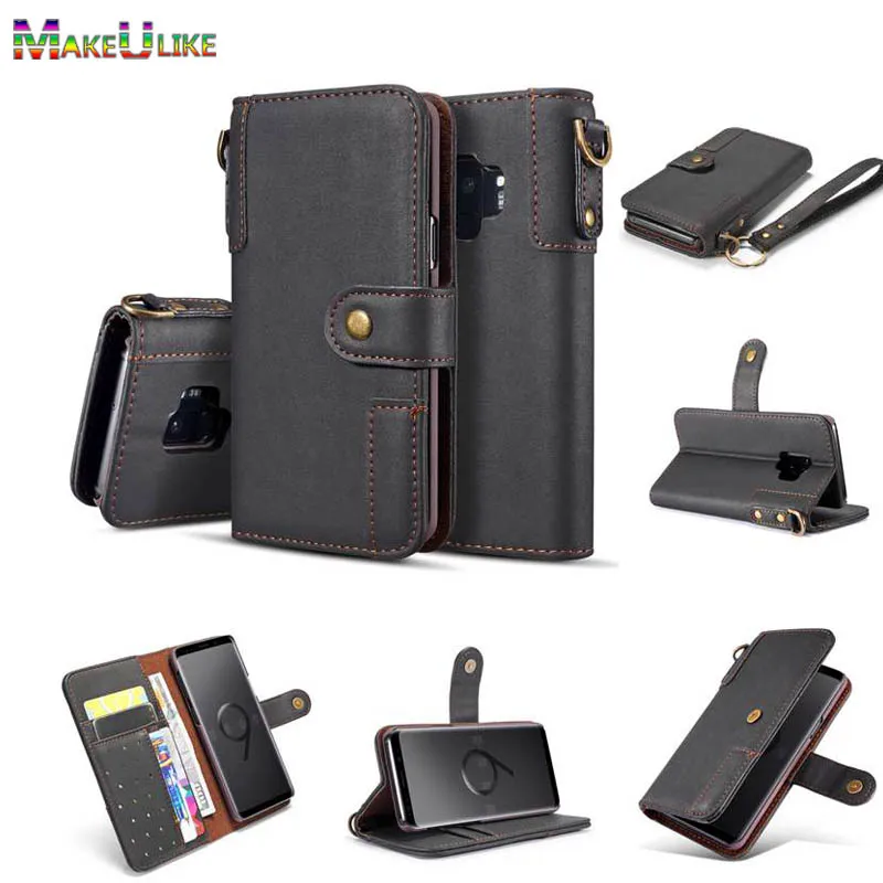 

Strap Wallet Case For Samsung Galaxy S9 Plus Flip Cover PU Leather Fashion Phone Bag Cases For Samsung S9 S9Plus Pouch