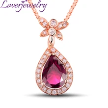 Элегантные женские новые необычные 18K розовое золото груша натуральный бриллиант ожерелье с подвеской из турмалина WP018