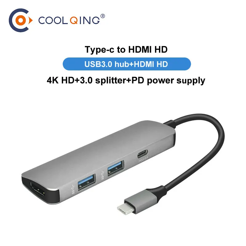 

3 Ports USB Type C To USB 3.0 HDMI 4K HD type-C HUB for MacBook Pro Samsung Galaxy S8 Huawei P20 Pro