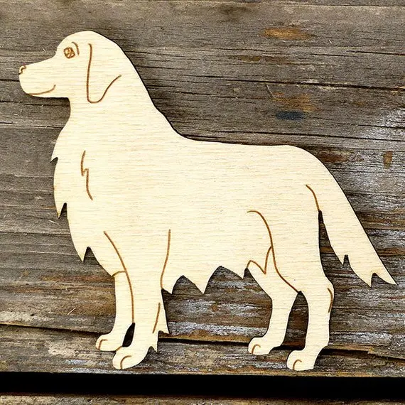 

Wooden Golden Retriver Dog Standing Craft Shape Ply Domestic Pets