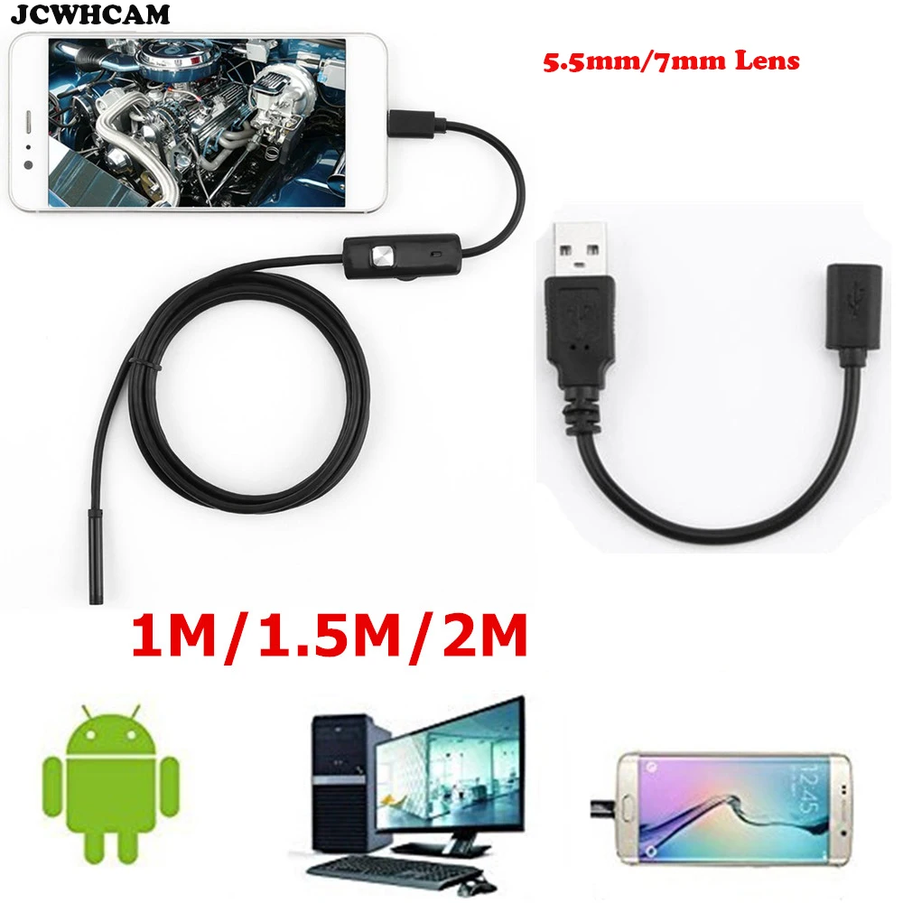 Android USB эндоскоп 5 мм объектив 1 м/2 м/5 м мягкая змеиная проволока OTG Borescopes камера