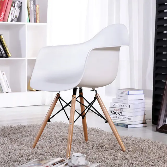 Eggree Mid Century Modern Accent Armchair Dining Chairs Molded Eggree Mid Century Modern Accent Armchair Dining Chairs Molded Plastic Shell Wooden Legs For Bedroom Living Room Set Of 4 White