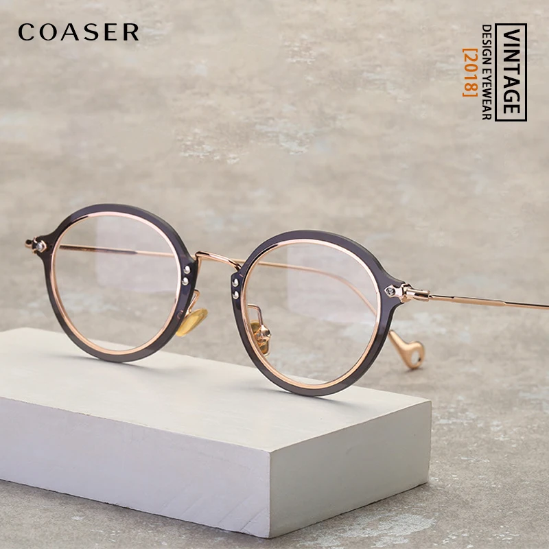 

COASER Fashion Retro Eyeglasses Men Women Vintage Metal Optical Transparent Glasses Frame Reading Glasses Myopia Eyewear Oculos