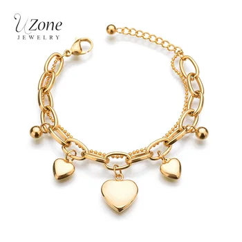 

Trendy Multilayer Chain Heart Gold Color CuffStainless Steel Family Bracelets For Women Gift Drop Ship