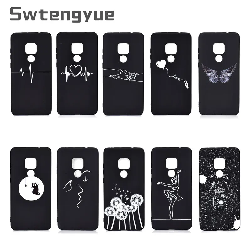 

Soft TPU Pattern Case For Huawei Mate 20 lite Cover Abstract Art Lover Silicone case For Huawei Mate 20 pro Black bottom case