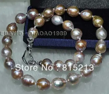 

A784 Natural Pearl 9-12mm Furrow Nucleated pearl necklace shipping (B0322)