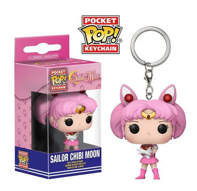 

Hot Pop Pocket Key Chain Sailor Moon Q Version Doll Car Keychain Sailor Chibi Moon Key Ring for Girls Gift Women Bag Pendant