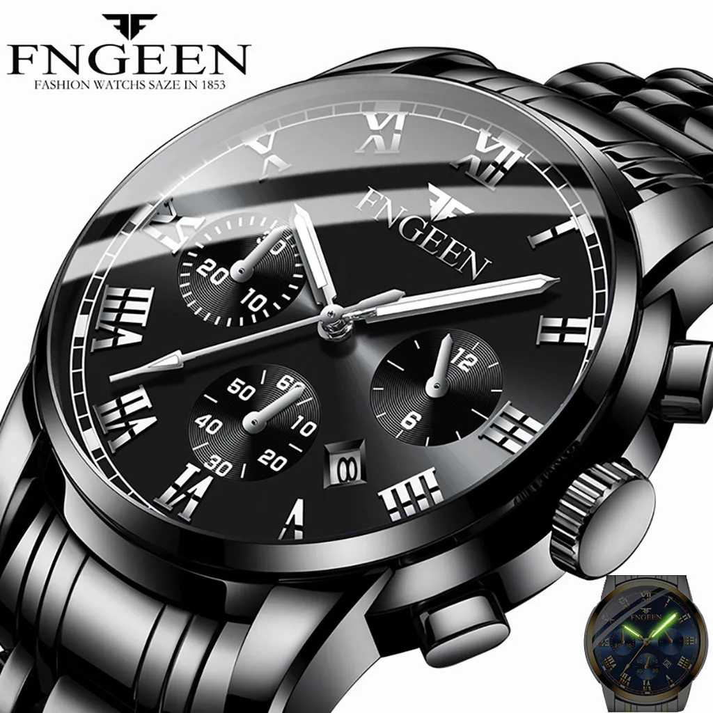 

Men Watches 2019 Luxury Brand Stainless Steel Calendar Multi Needle Sports Quartz Wristwatch Mens Reloj Hombre 2019 heren horlog