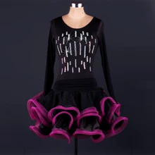 Стиль, костюм для латинских танцев, сексуальный костюм для взрослых, спандекс, камни, длинные рукава, платье для латинских танцев для женщин, платья для латинских танцев, S-4XL L015