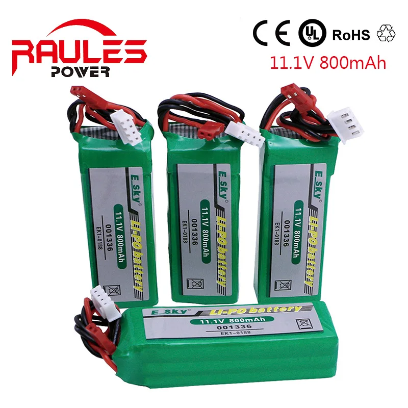 4x EK1 0188 800 mAh 11.1V 15C Lipo battery for Esky Big Lama 11.1 V 800