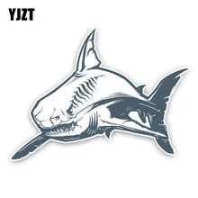 Yjzt 14.9*11.1 cm interessante tubarão branco dos desenhos animados colorido pvc de alta qualidade etiqueta do carro decoração gráfico C1-5324