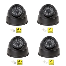4 шт. поддельные манекены камеры наблюдения Имитация купольная камера видеонаблюдения с мигающий светодиодный светильник для наружного и внутреннего использования