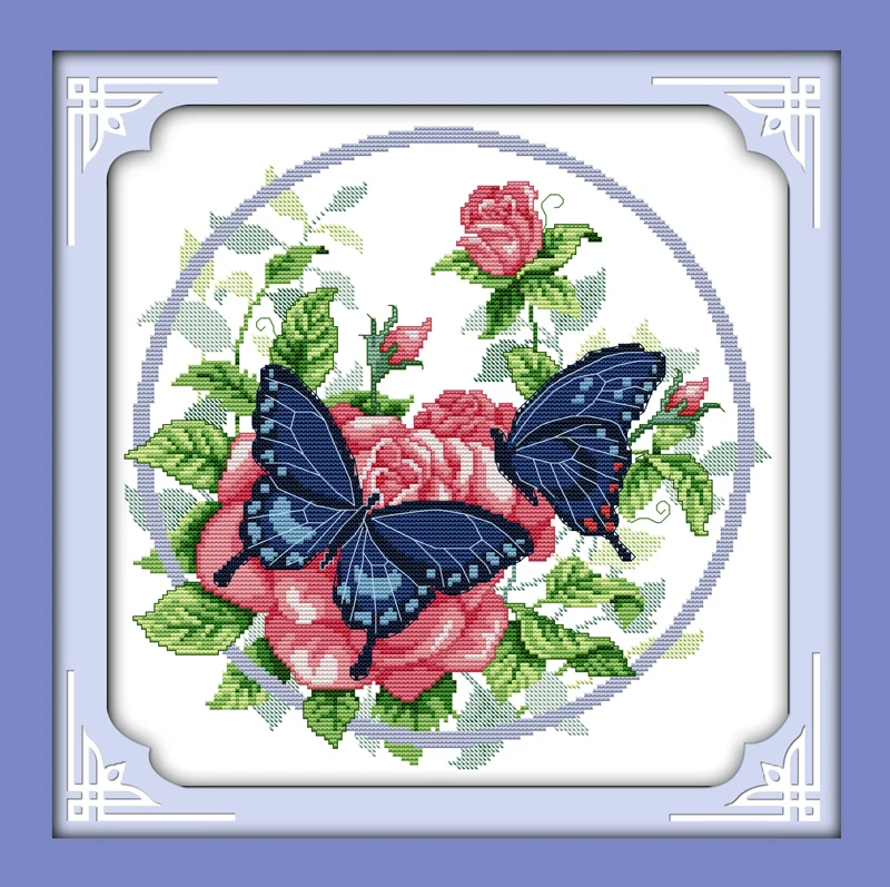 

Love of butterflies Cross Stitch Kits 11CT Printed 14CT Set DIY Chinese Cotton Cross-stitch Counted Embroidery Needlework