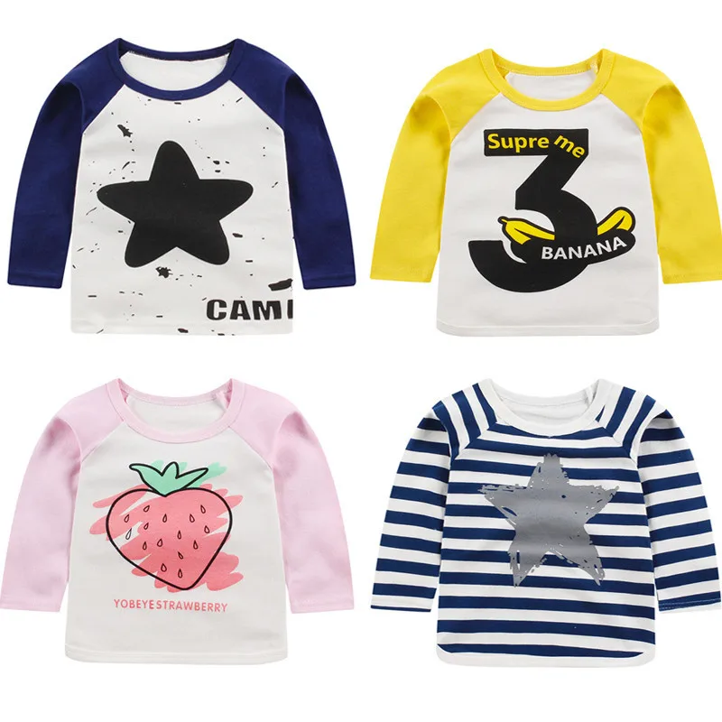 2019 frühling kinder T-shirt baumwolle jungen und mädchen druck langen ärmeln casual shirt baby männlichen baby mädchen baby t-shirt