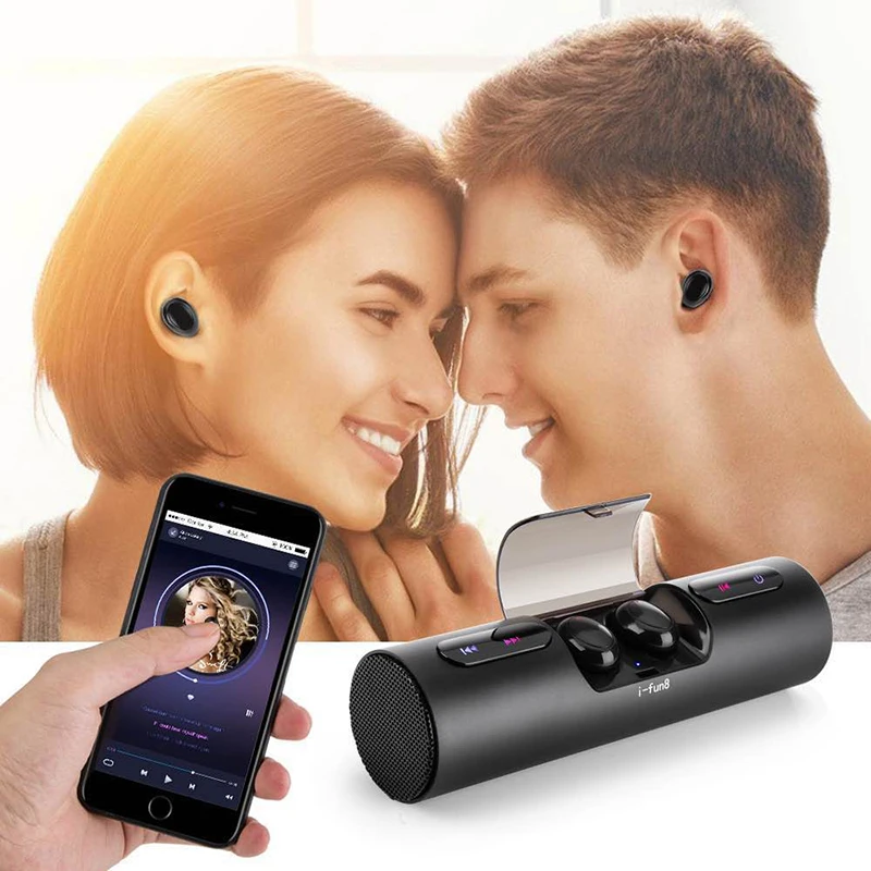 New 3in1 mini portable bluetooth font b speaker b font and tws double headset wireless mini