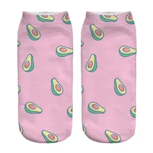 3d розовые носки унисекс с изображением авокадо, фруктов, популярные женские носки унисекс, модные женские носки из полиэстера 19*8 см