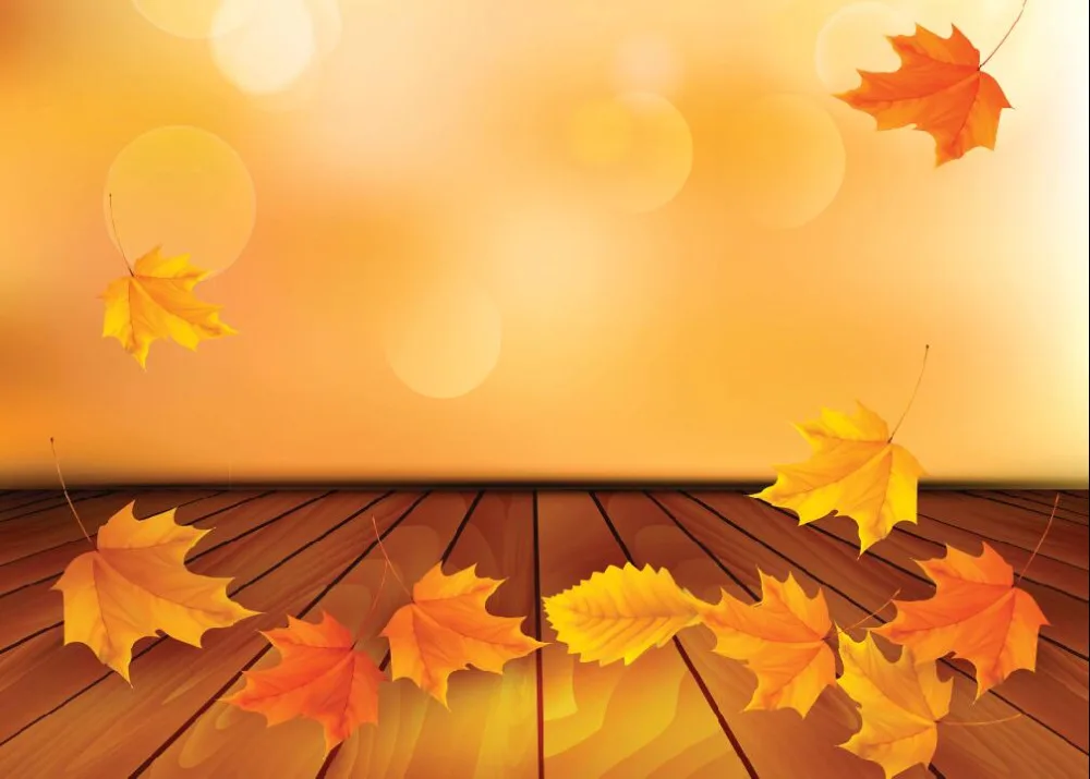 

SHENGYONGBAO Art Cloth Custom Photography Backdrops Props Wood Planks and Maple leaves theme Photography Background SZ-46