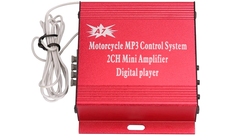 kinter A7 Hifi mini amplifier reader for speaker headphone support USB TF DC12V power input with FM radio remote control earphone in motorcycle car red plastic enclosure (14)