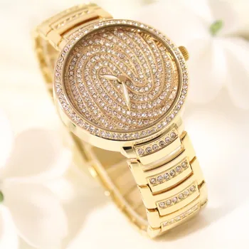 

New Hot Sale No Digital Rhinestone Scale Watch High-end Chain Watch Gold Silver Dial Female Watch Fashion & Casual