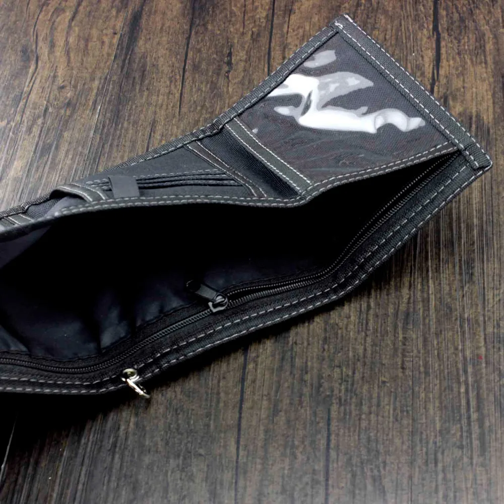 Череп каваны Trifold тонкий бумажник кошелек для денег с защитная цепочка для мужчин или мальчиков