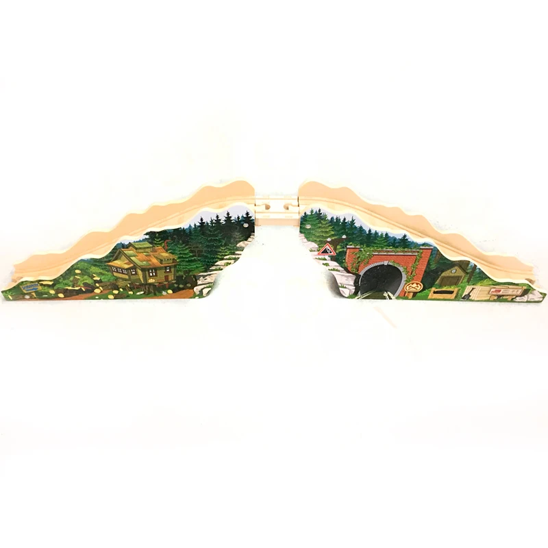 

p083 Forest logging station track bridge compatible with Thomas train wooden track for BRIO rail bridge electric rail cars toy
