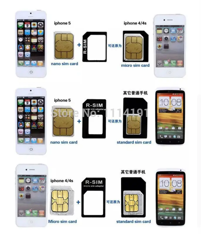 X 10 шт./партия Noosy 3 в 1 Nano Micro Стандартный адаптер для sim карты игла извлечения