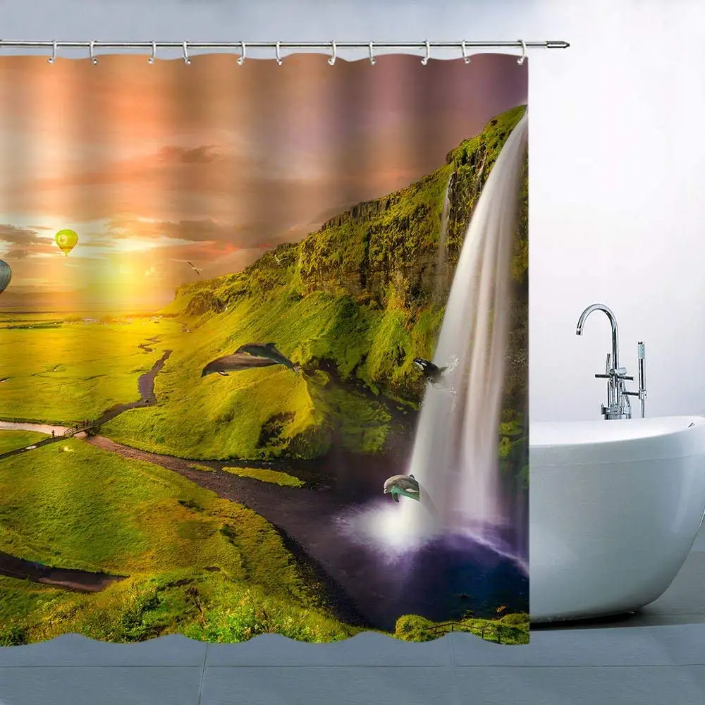 Индивидуальные природные пейзажи тема Душ занавес закат оранжевое небо золотое