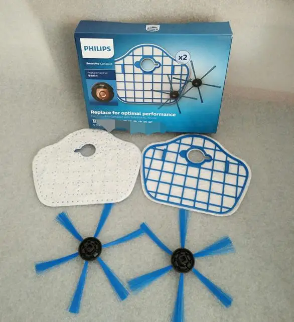 

2 Dust Filters +2 side brushes kit FC8013 with Box for Philips Smartpro compact FC8772/FC8774/FC8776/FC8972 Vacuum Cleaner Parts