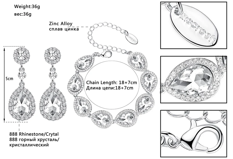 Mecresh Crystal Bridal Jewelry Sets Silver Color Teardrop Bridal Bracelet Earrings 2017 Wedding Jewelry for Women SL051+EH070 3