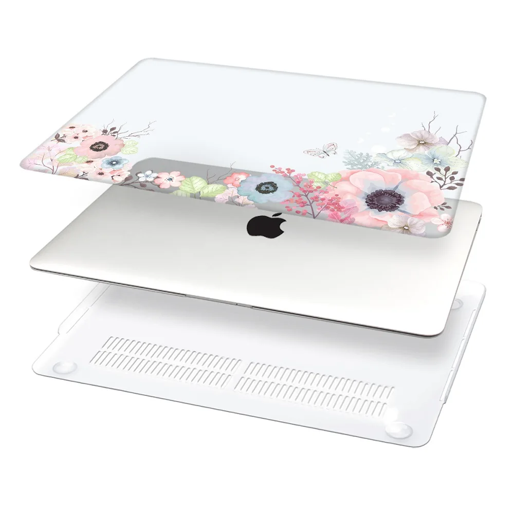 Цветочный чехол для ноутбука Macbook Air 11 13 13,3 жесткий пластиковый чехол для macbook New Pro 12 13 15 с сенсорной панелью retina