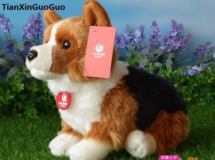 

about 30cm cute coloured corgi squatting dog plush toy soft doll birthday gift s0273