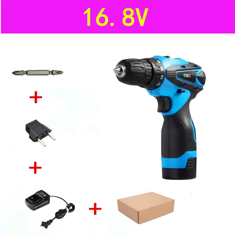 16.8v 1battery XLTOWN 12/16. 8/алюминиевая крышка, 25В аккумуляторная электрическая дрель многофункциональная бытовый электрический шуруповерт Перезаряжаемые литий Батарея дрель - Цвет: 16.8v 1battery