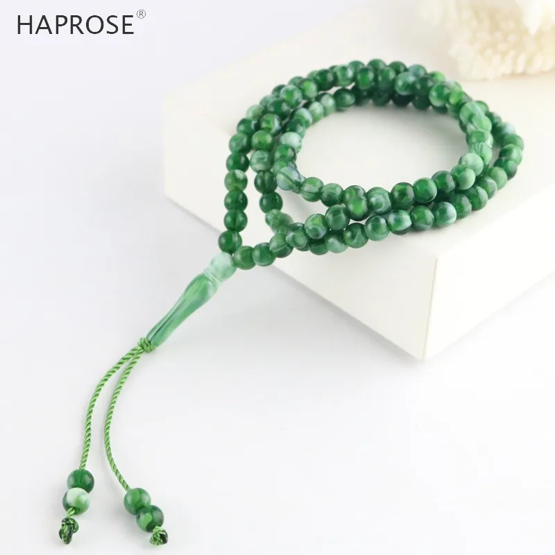 

HAPROSE Tesibah green bracelets Islamic Muslim tasbih Allah Vase Shape Accessories necklace 99 beads bracelet accessories gift